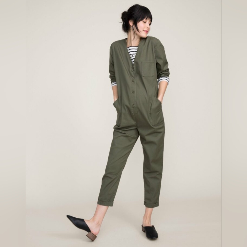 Hatch The Holly Jumper Maternity Stretch Cotton Jumpsuit Army Green Size 0 / 0-2